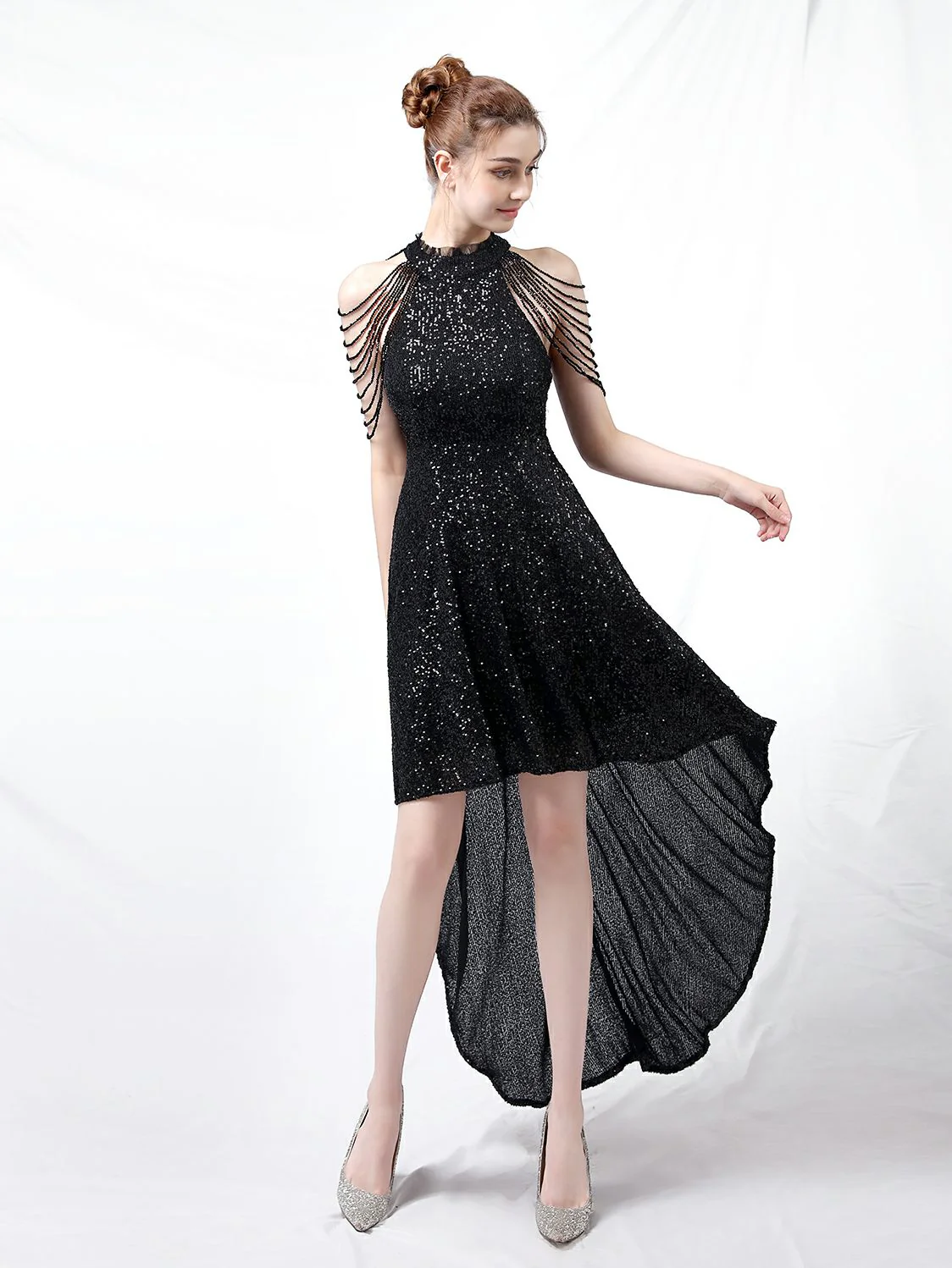 Slim and slim mid length evening dress - Image 3