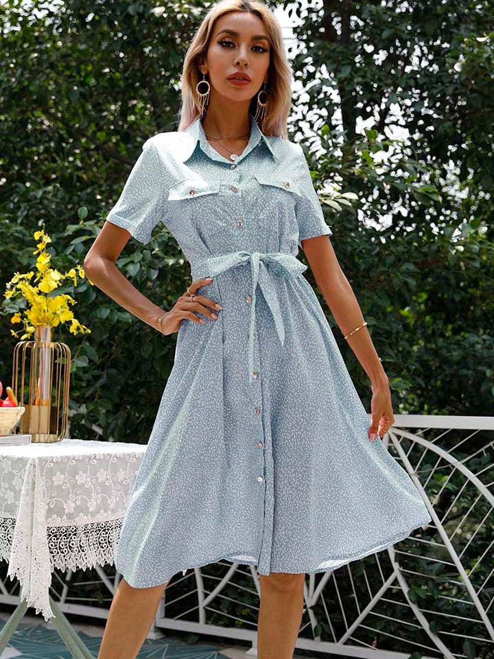 White spot pattern case solid color long dress - Image 8