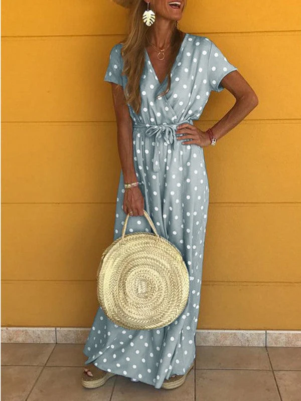 V-neck Polka Dot Dress - Image 3