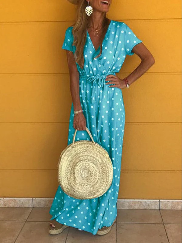 V-neck Polka Dot Dress - Image 4