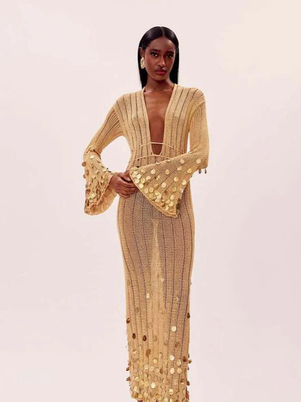 Celeste Gold Sequin Gown - Image 2