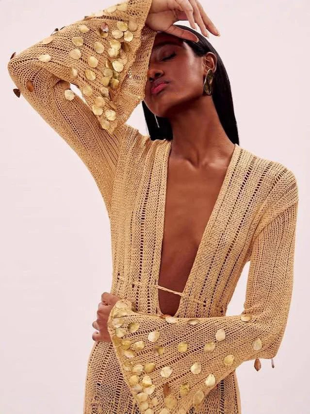 Celeste Gold Sequin Gown - Image 3