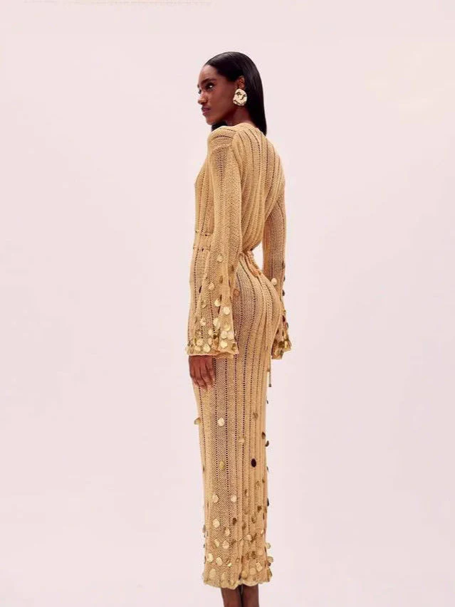 Celeste Gold Sequin Gown - Image 4