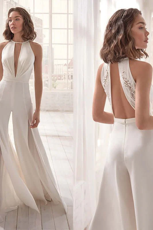 Deep v halter neck elegant jumpsuit - Image 4