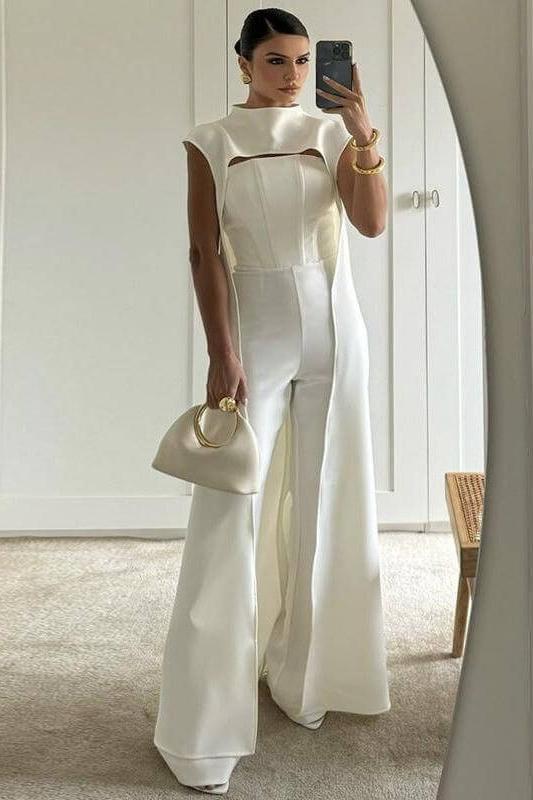long cape top slim jumpsuit suit - Image 3