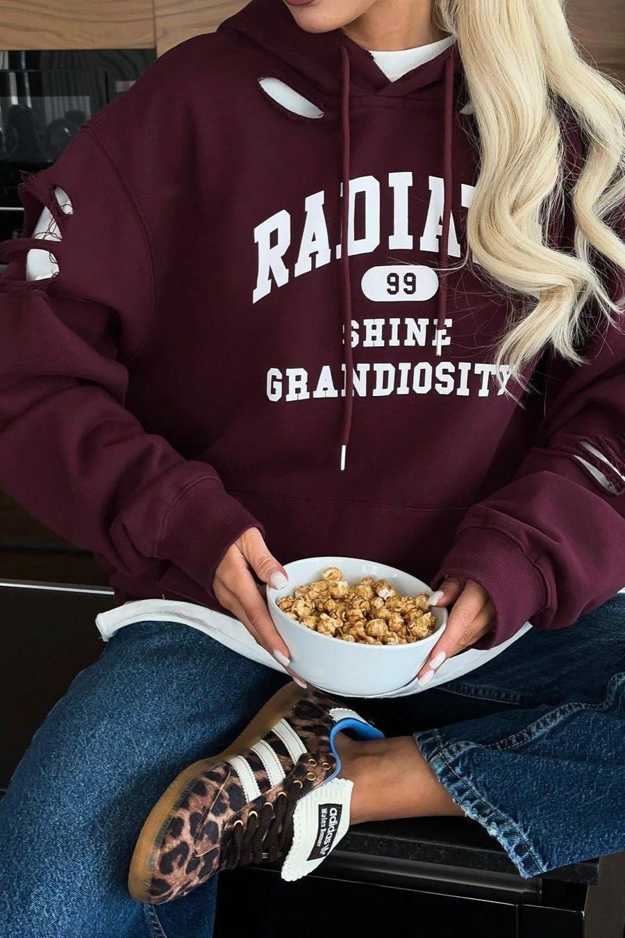 retro distressed hole design sweatshirt - Image 4
