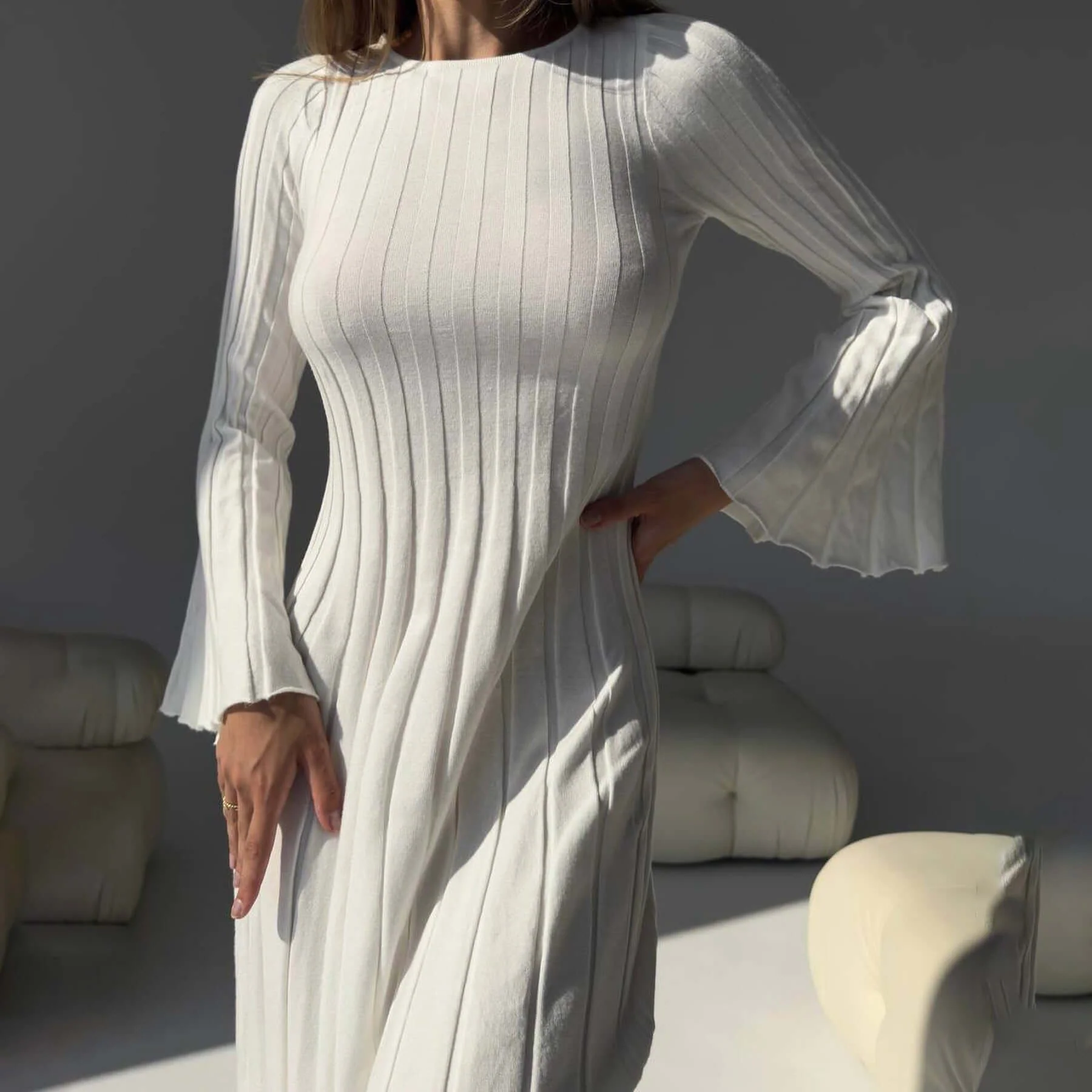 Backless Strappy Ribbed Dress - Image 2