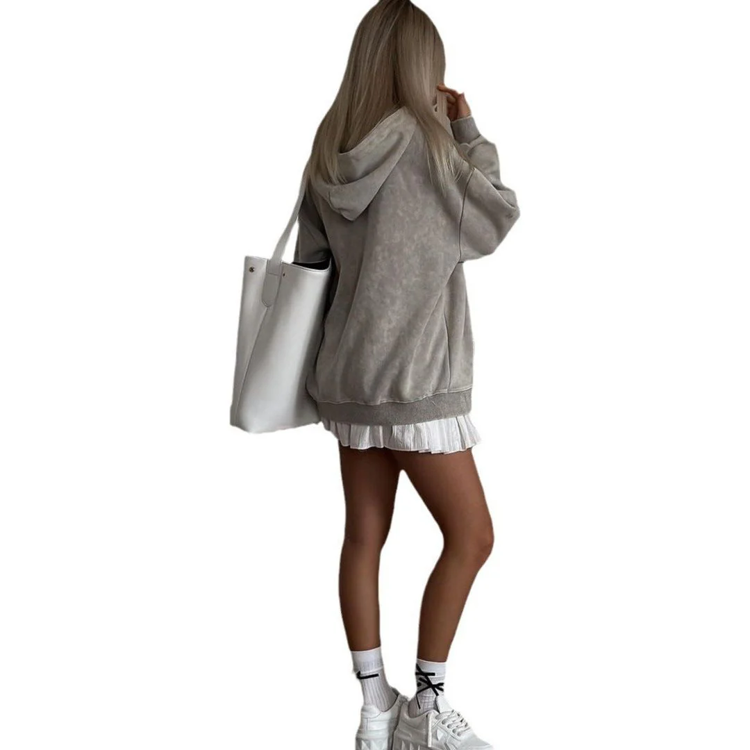 Retro Drawstring Hooded Sweatshirt - Image 6