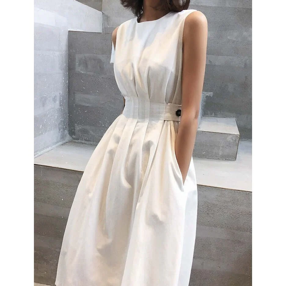 Sleeveless Vest Suspender Midi Dress - Image 5