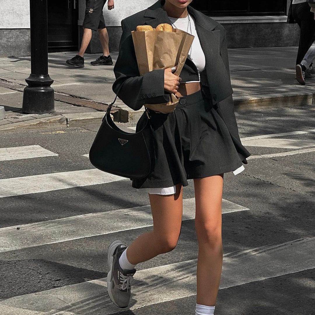 High Waist Short Skirt Long Sleeve Top Two-piece Suit - Image 2