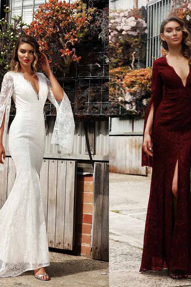 Full Length Long-Sleeved Long Elegant Dress - Image 4