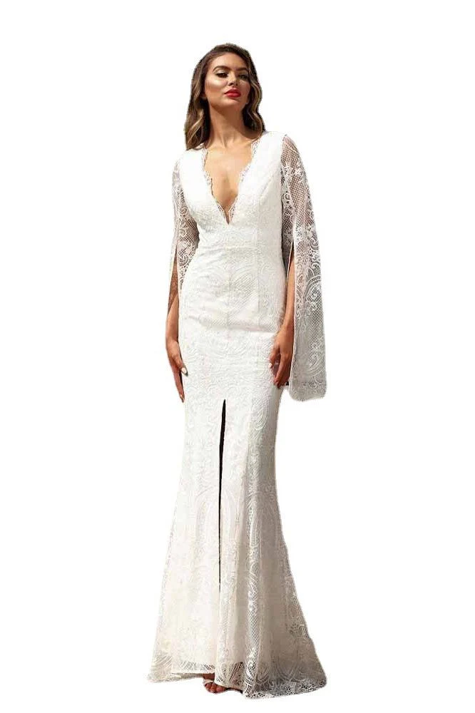 Full Length Long-Sleeved Long Elegant Dress - Image 7