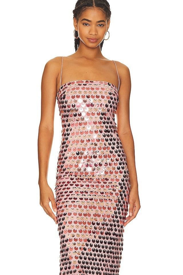 Glittering Tube Top Gold Backless Maxi Dress - Image 4