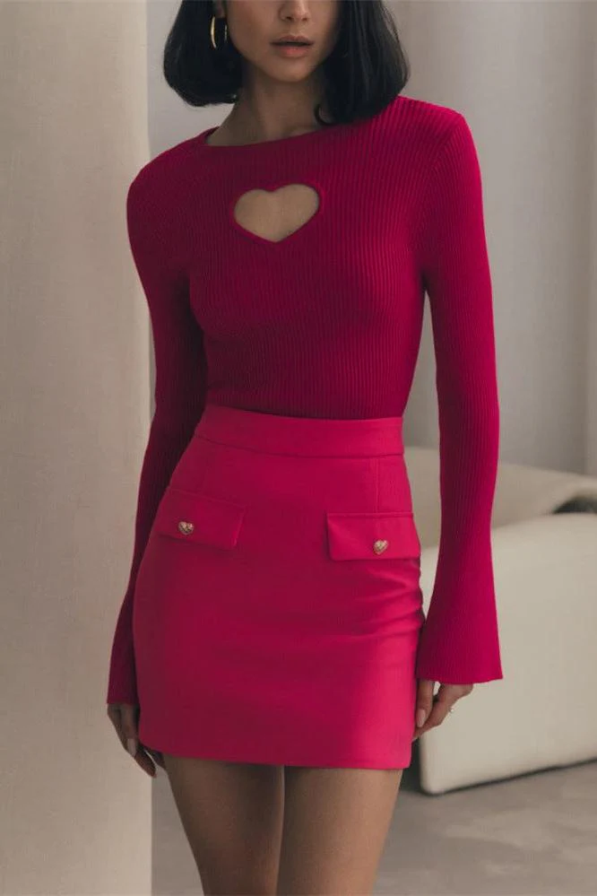 Love hollow knitted short top sweater - Image 5