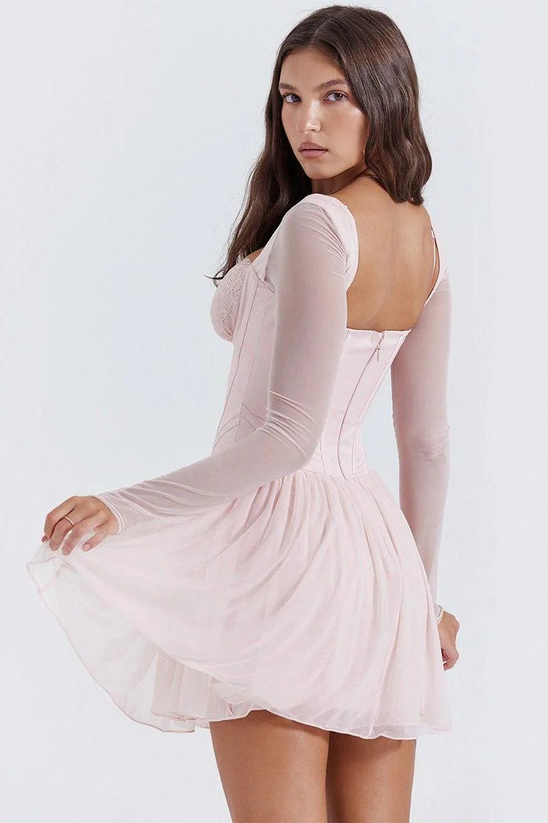 Mesh lace spliced fishbone French dress - Image 5