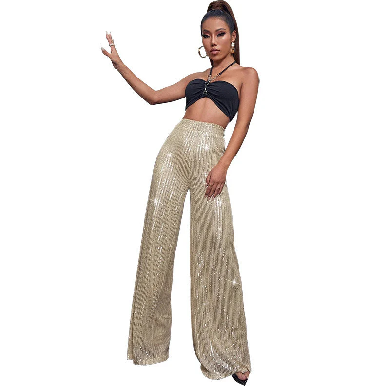 Casual sequined loose drape pants - Image 10