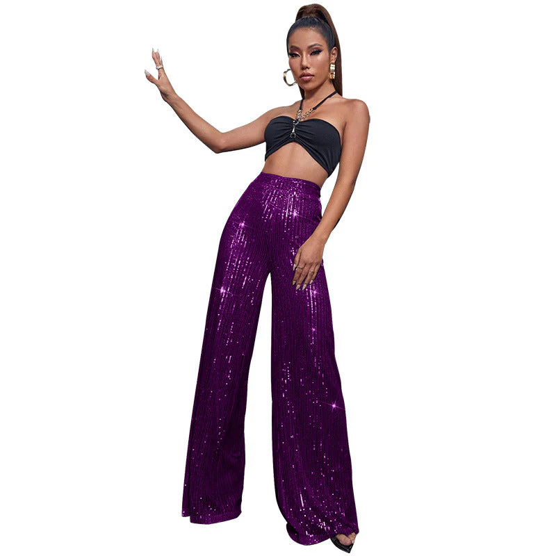 Casual sequined loose drape pants - Image 13