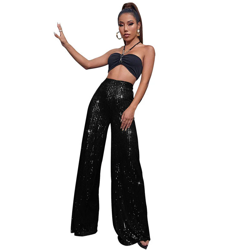 Casual sequined loose drape pants - Image 14