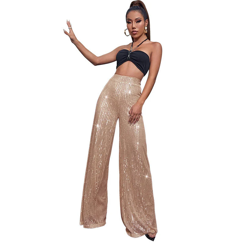 Casual sequined loose drape pants - Image 3