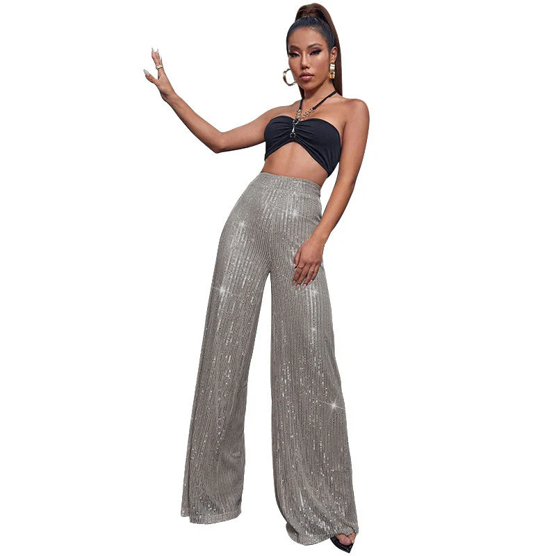 Casual sequined loose drape pants - Image 4