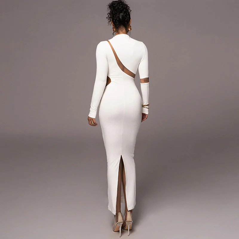 Hollow Back Slit Long Sleeve Dress - Image 3