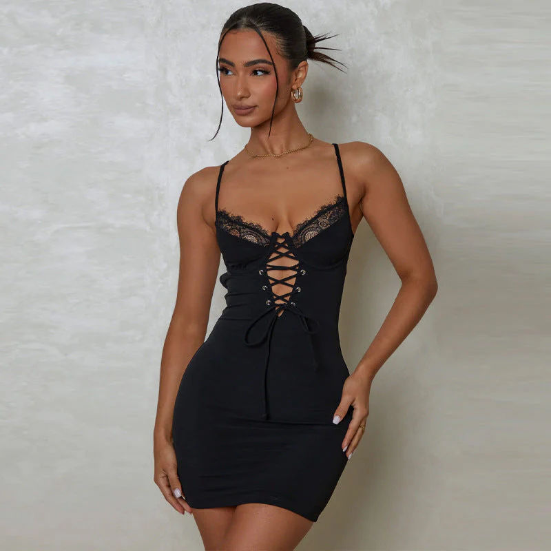 Lace sexy hollow suspender dress - Image 2