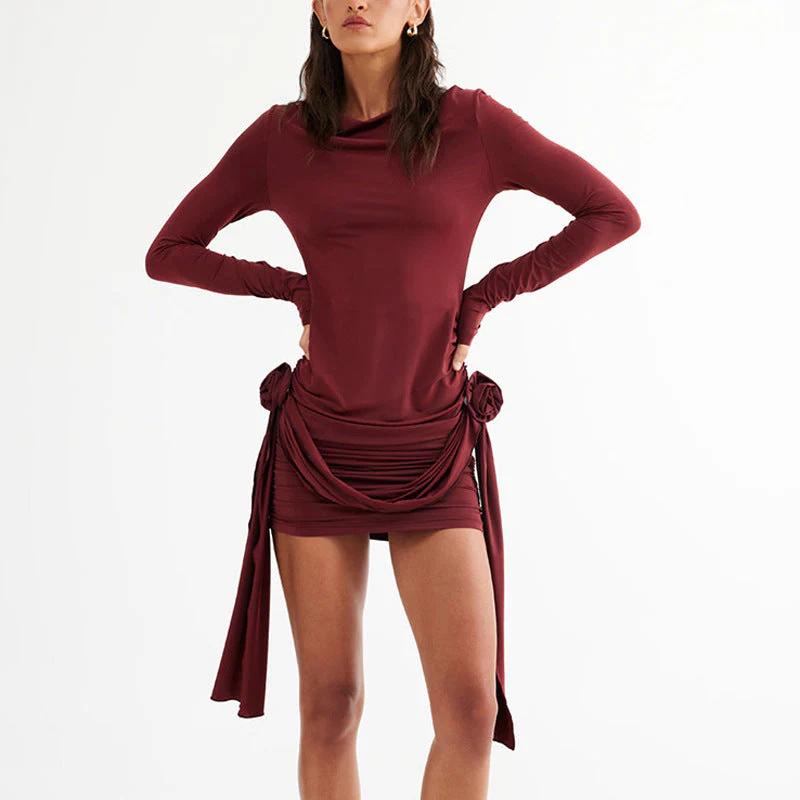 Round neck long-sleeved dress - Image 5