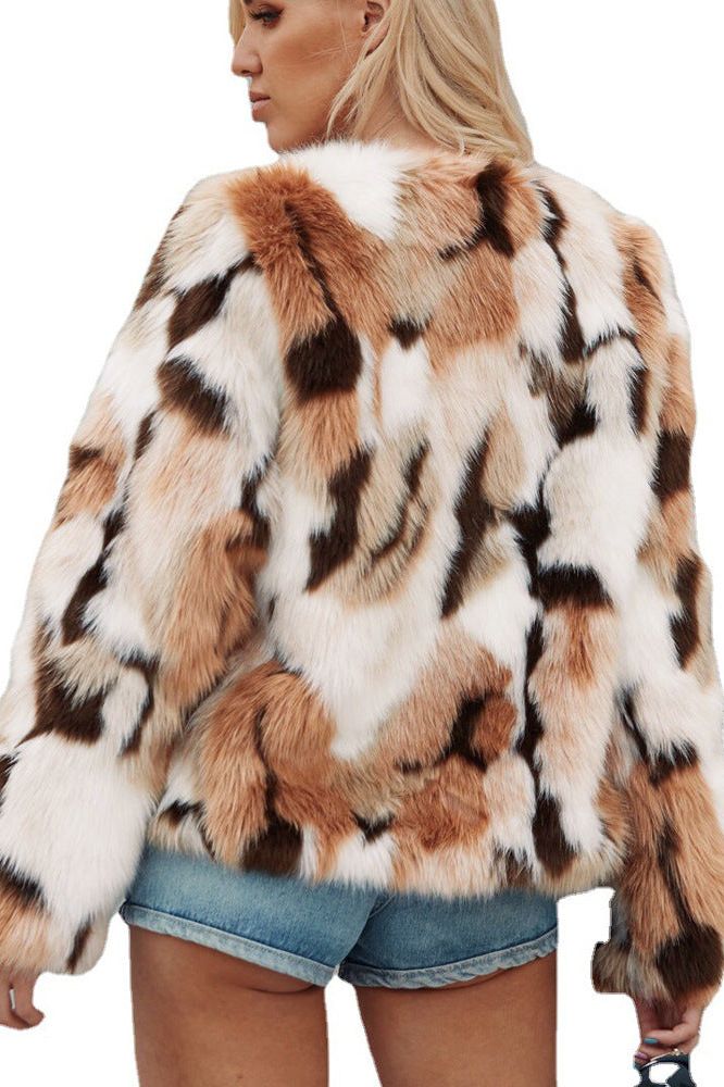 Mixed color imitation fur jacket - Image 6