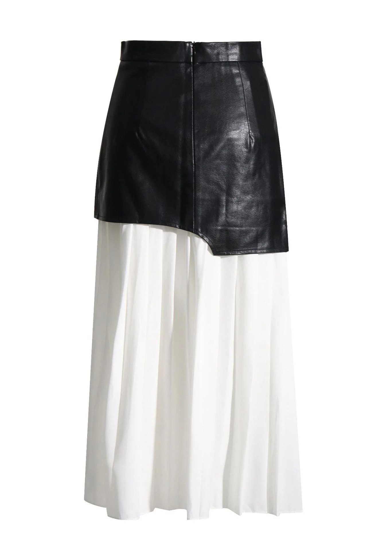 Pu leather stitching pleated skirt - Image 5