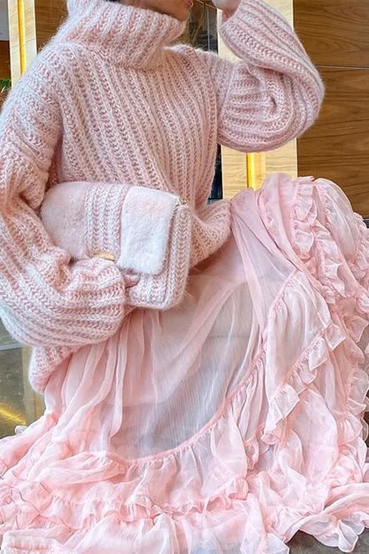 Stand-up collar and comfortable knitted sweater dress - Image 2