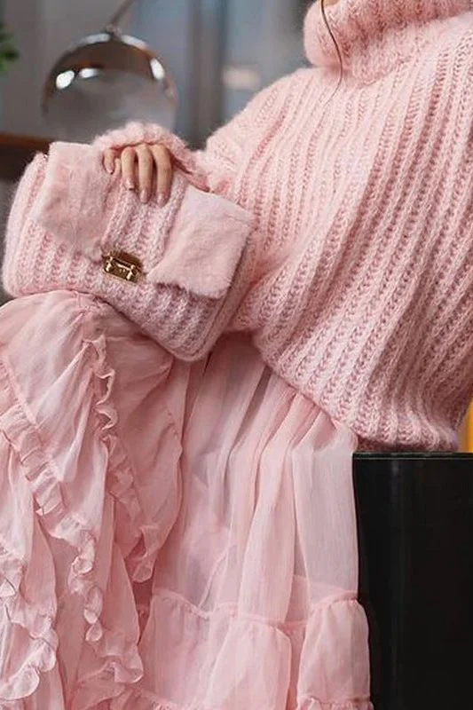 Stand-up collar and comfortable knitted sweater dress - Image 5