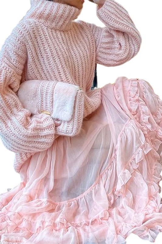 Stand-up collar and comfortable knitted sweater dress - Image 6