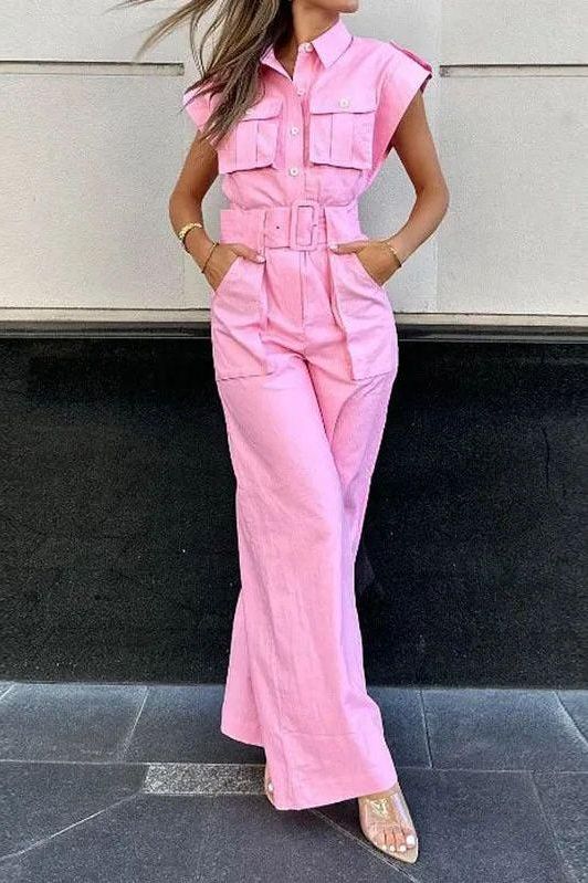 Barbie pink slanted shoulder jumpsuit - Image 3