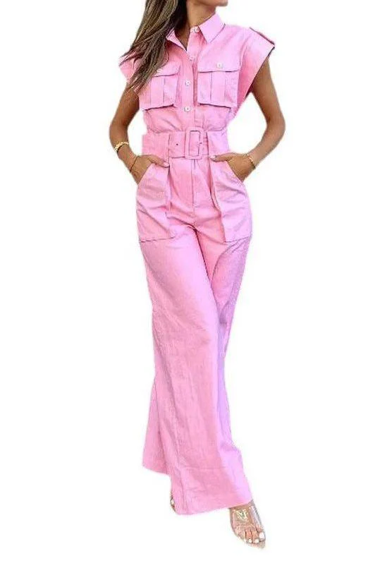 Barbie pink slanted shoulder jumpsuit - Image 4