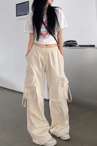 Hip-hop pockets wide-leg pants - Image 4
