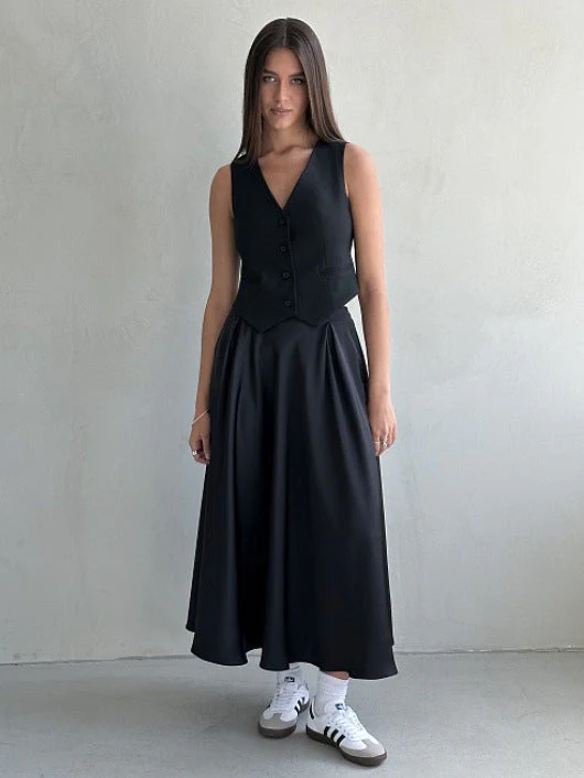 Elegant high-waisted satin long skirt - Image 7