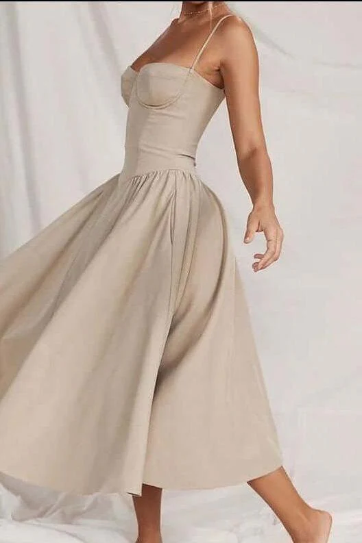 Slim backless pleated mid-length dress - Image 3