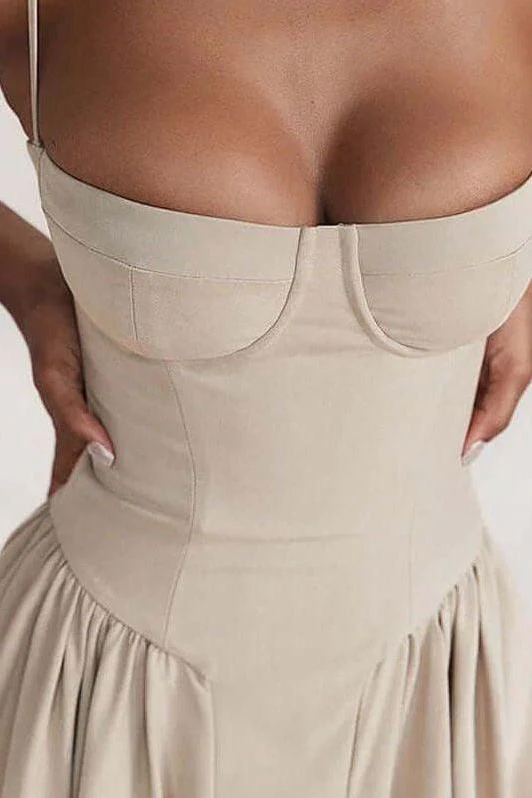 Slim backless pleated mid-length dress - Image 4