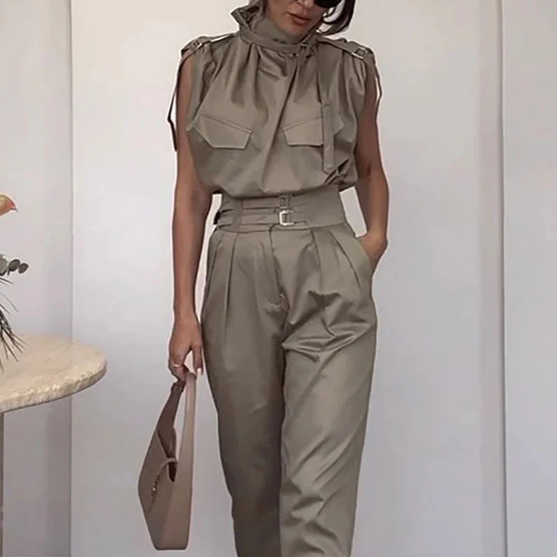 Turtle neck sleeveless Suit - Image 5