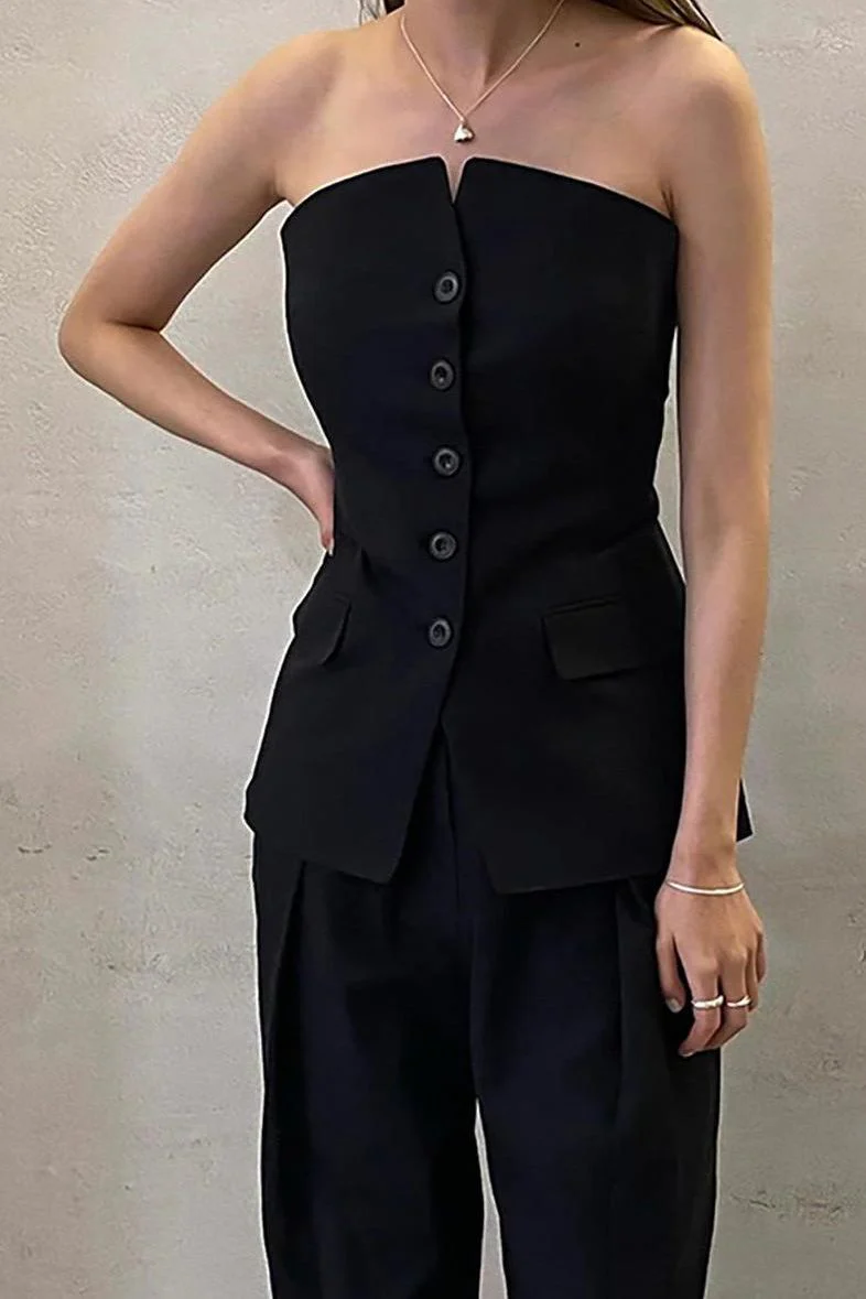 Black Sleeveless long Vest - Image 2