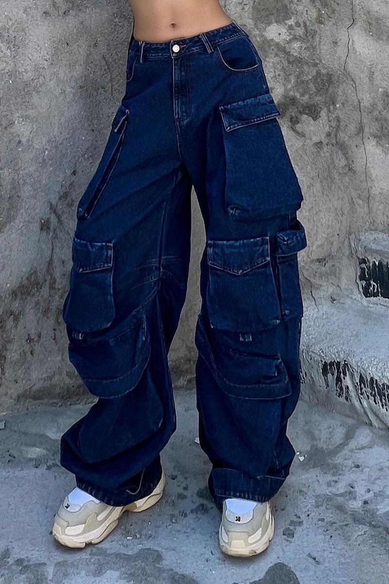 Denim Parachute Loose Pants - Image 2