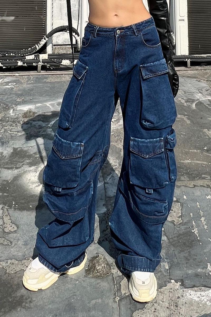 Denim Parachute Loose Pants - Image 3