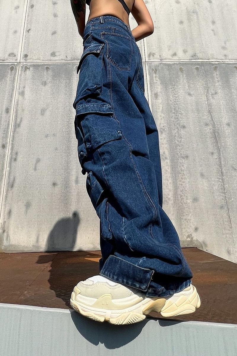 Denim Parachute Loose Pants - Image 4