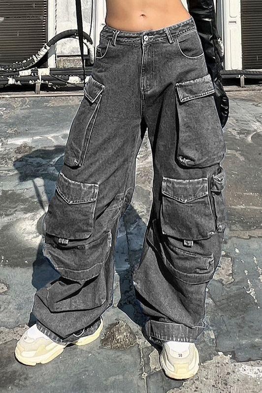 Denim Parachute Loose Pants - Image 6