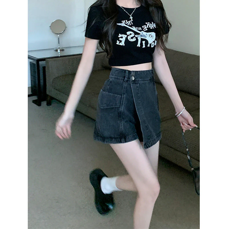 Irregular denim retro slim skirt - Image 5