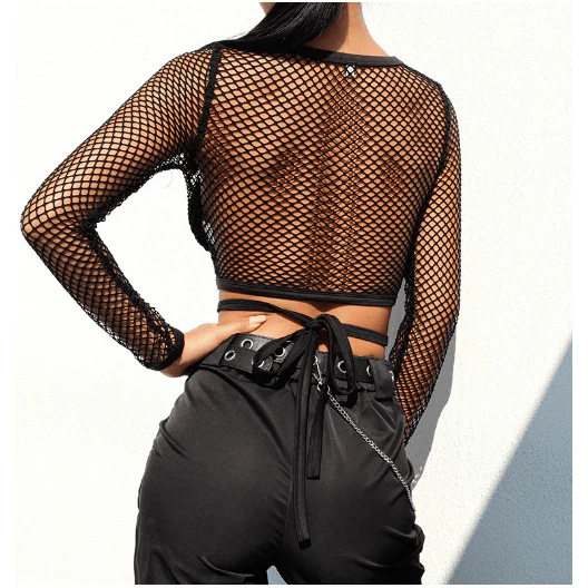 Hollow straps mesh T-shirt - Image 6