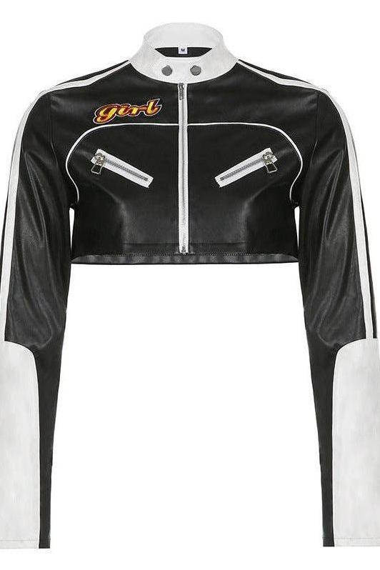Short motorcycle PU leather jacket - Image 2