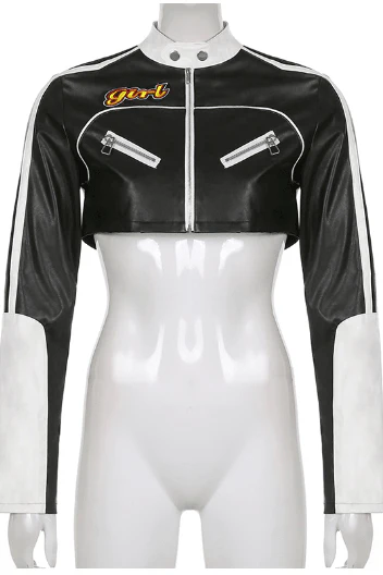 Short motorcycle PU leather jacket - Image 6