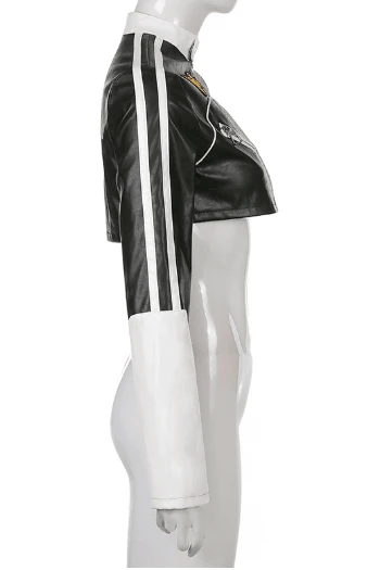 Short motorcycle PU leather jacket - Image 8