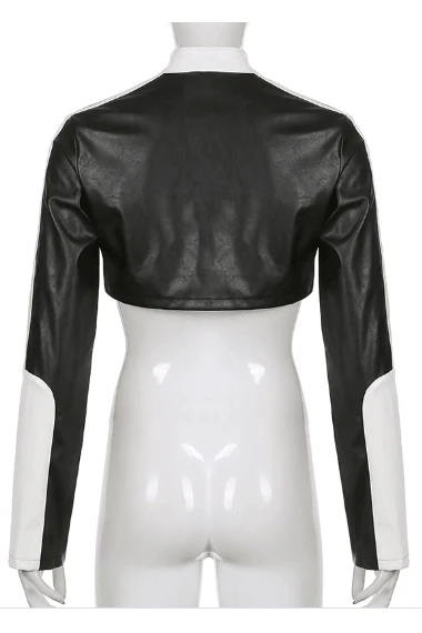Short motorcycle PU leather jacket - Image 9